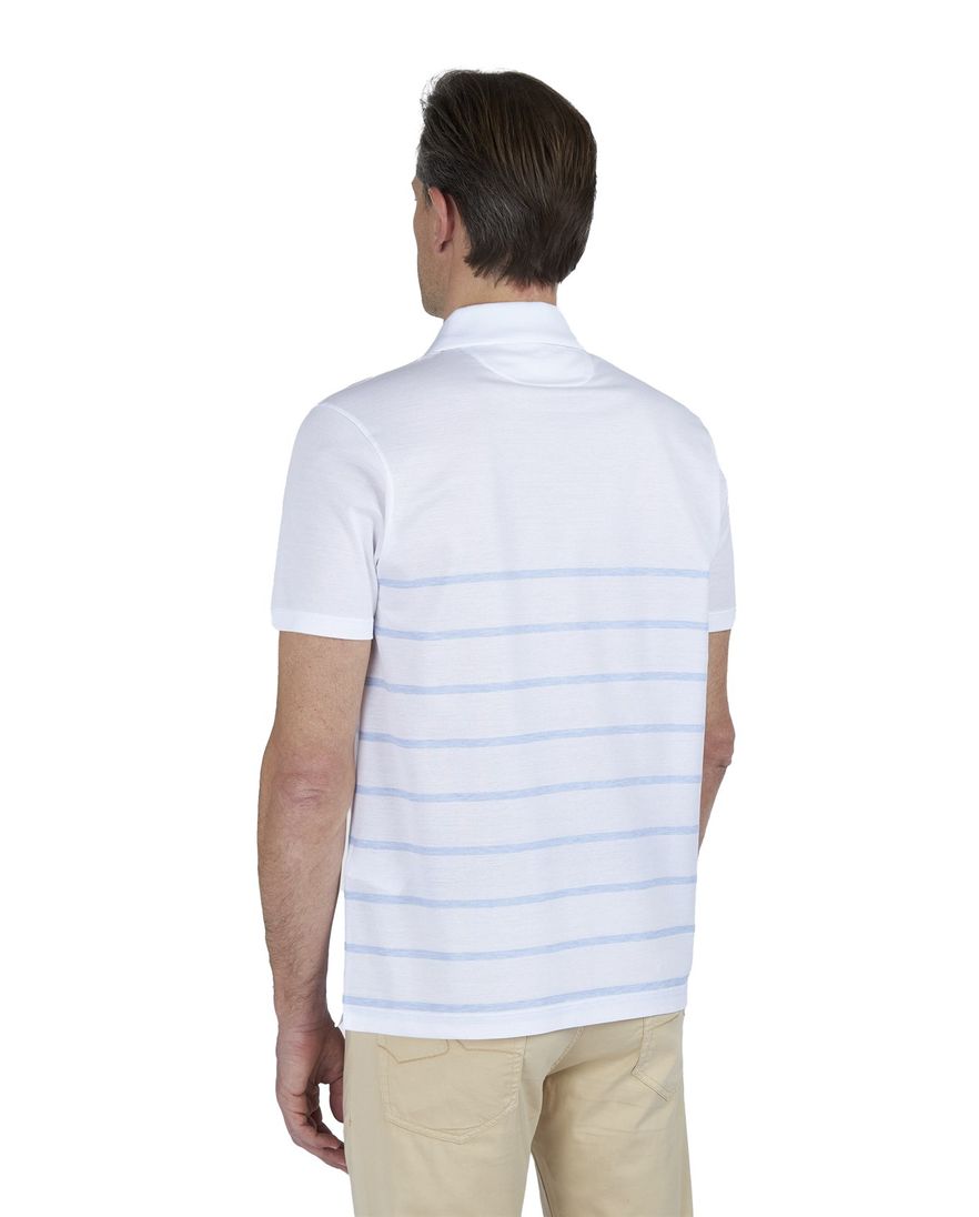 Paul & Shark polo wit blauw gestreept 100% katoen