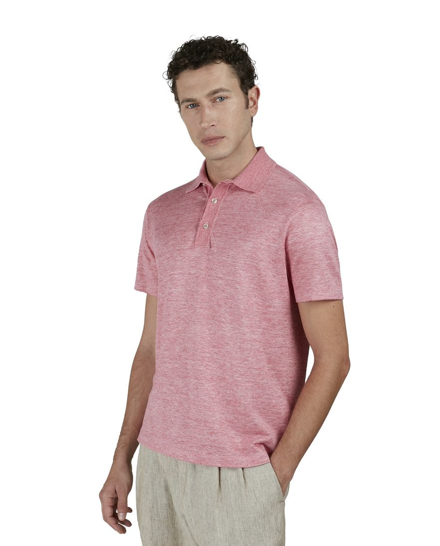 Paul & Shark polo roze Linen Polo 3 knoops