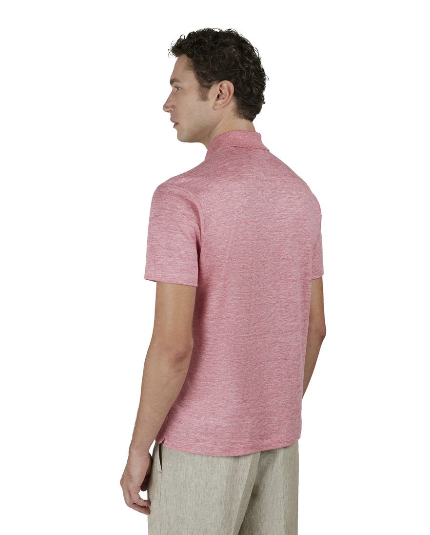 Paul & Shark polo roze Linen Polo 3 knoops