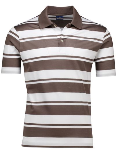 Paul & Shark Paul & Shark polo bruin gestreept jersey 2 knoops