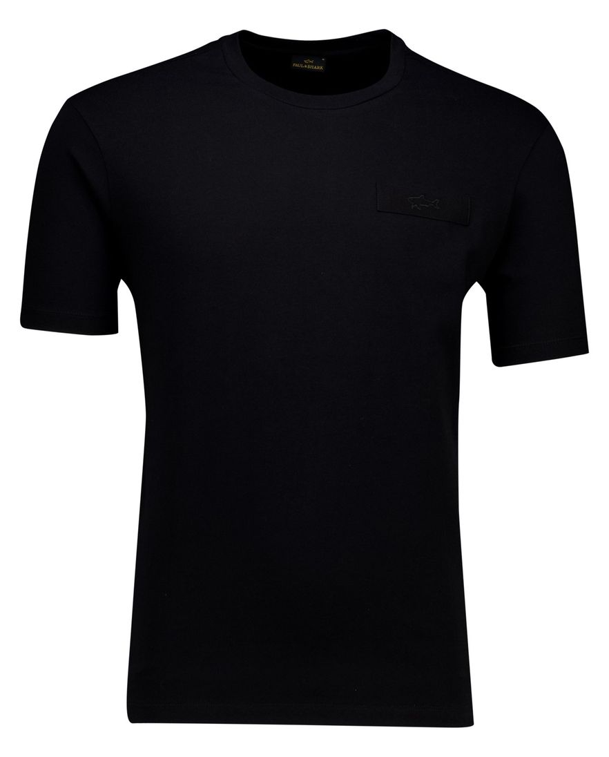 Paul & Shark t-shirt zwart effen met detail