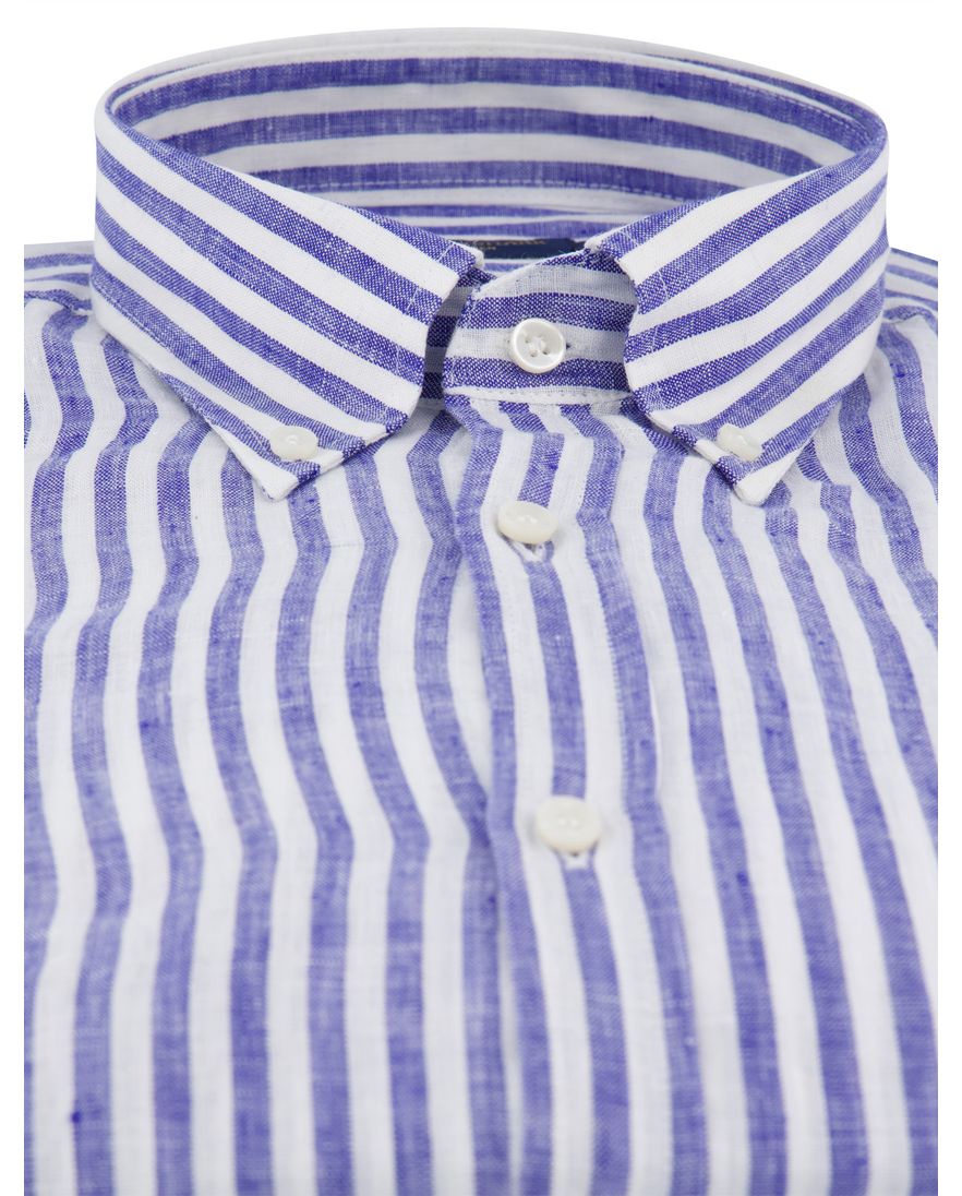 Paul & Shark overhemd blauw wit gestreept 100% linnen