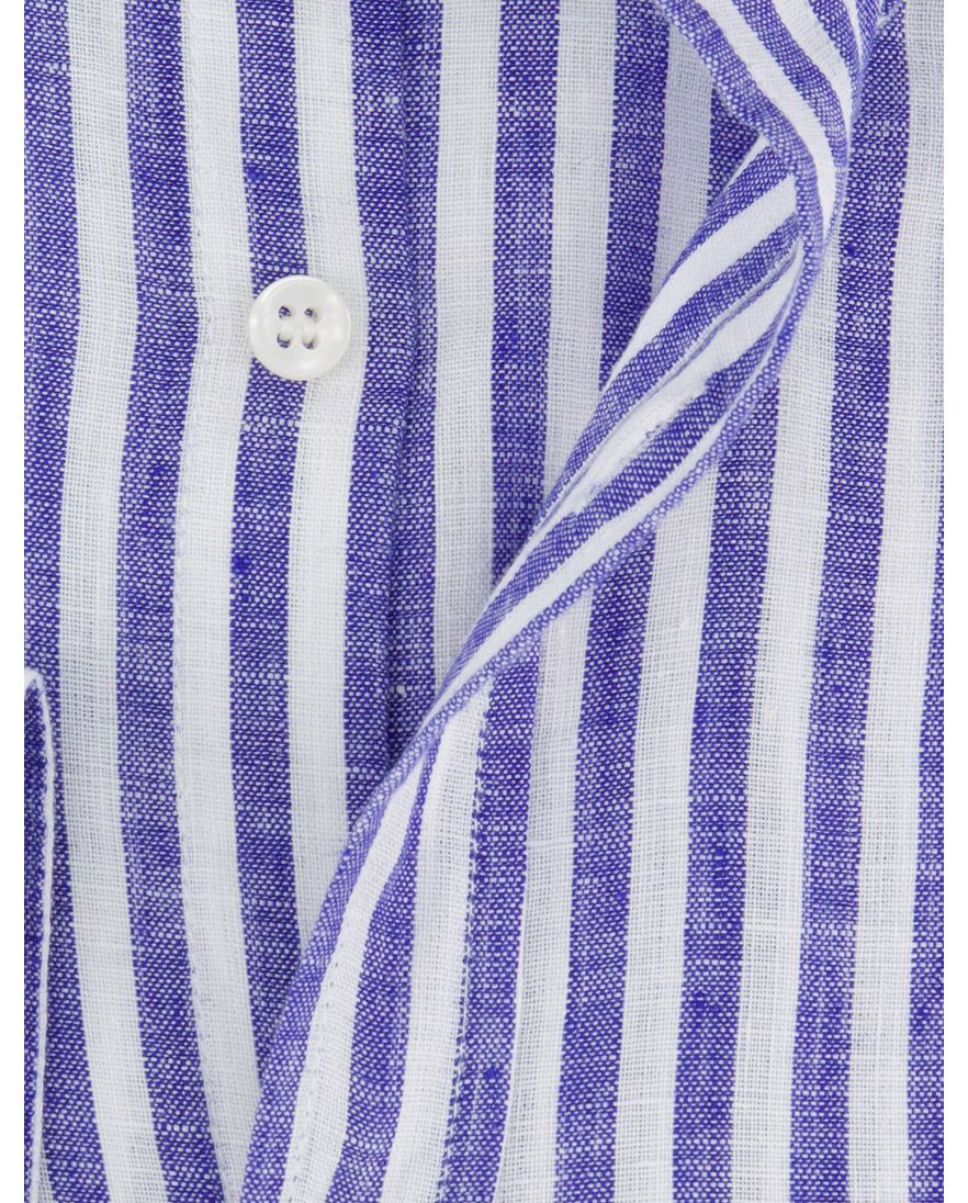 Paul & Shark overhemd blauw wit gestreept 100% linnen