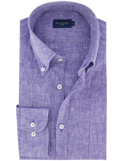 Paul & Shark Paul & Shark overhemd blauw linnen gemêleerd
