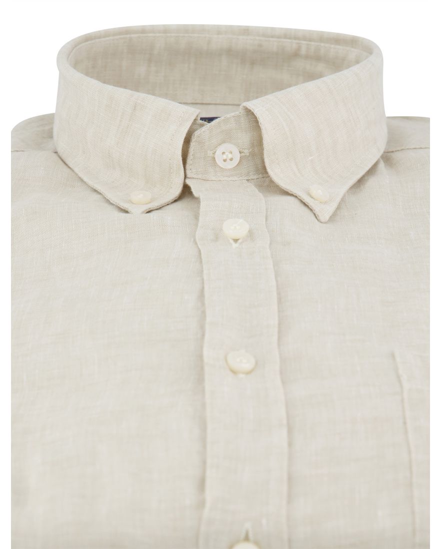 Paul & Shark overhemd beige 100% linnen borstzak