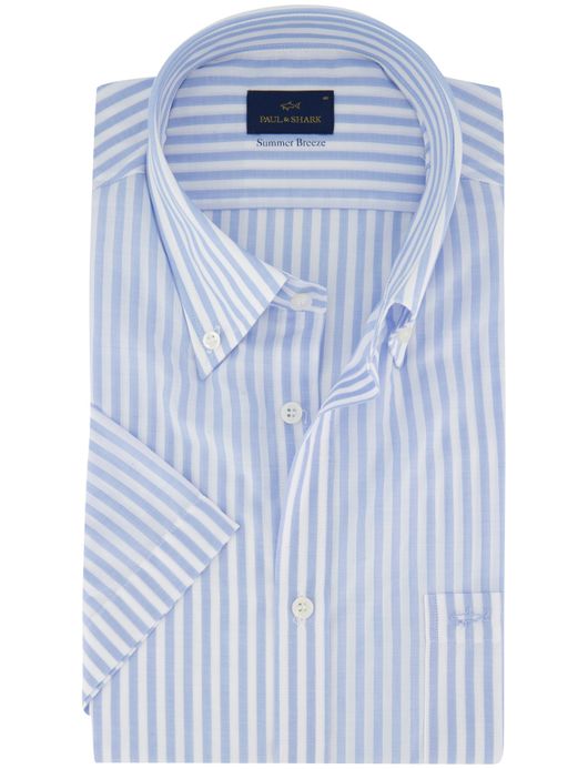 Paul & Shark overhemd blauw wit gestreept katoen