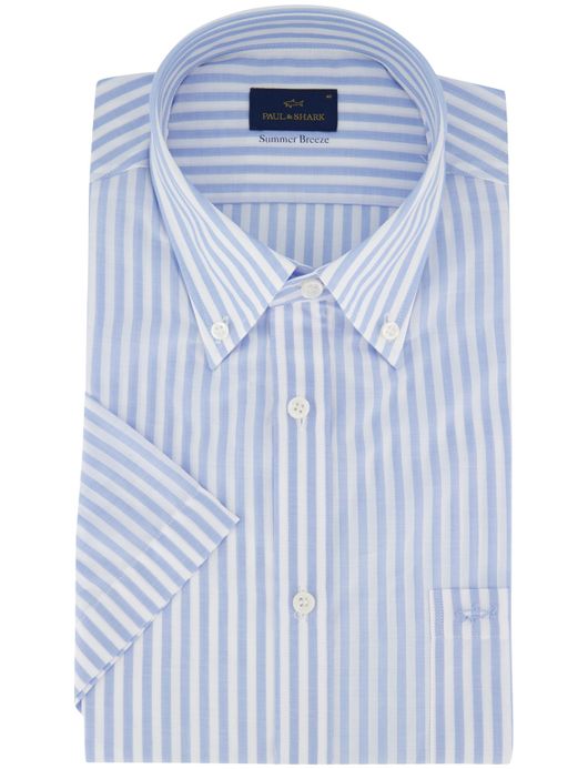 Paul & Shark overhemd blauw wit gestreept katoen