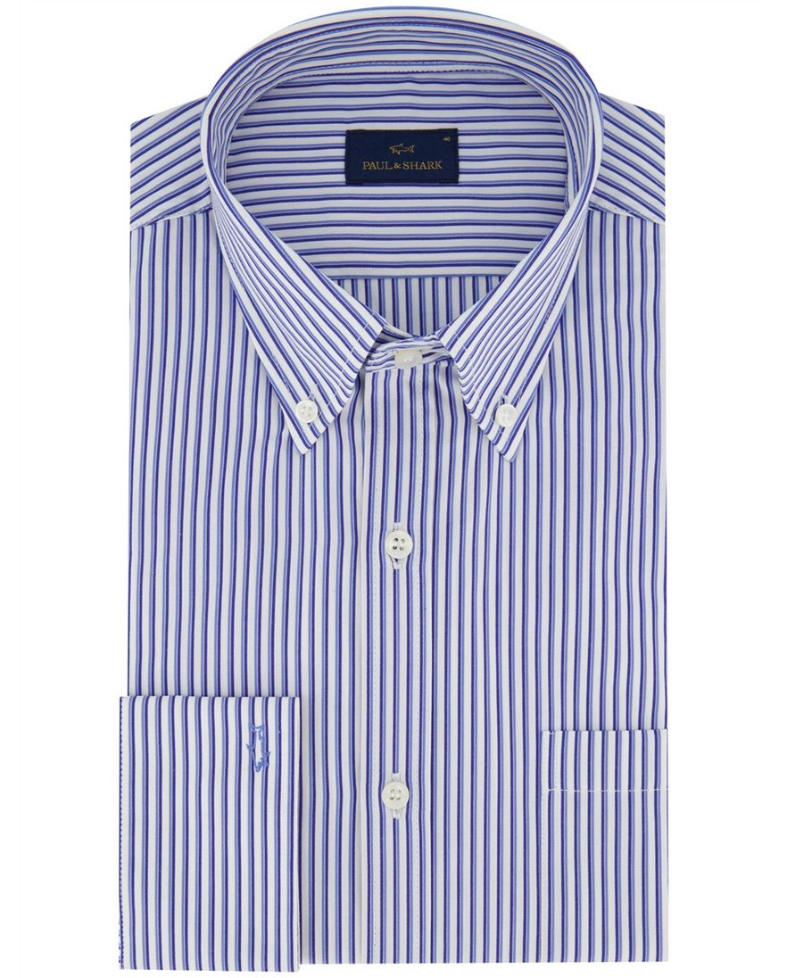 Paul & Shark overhemd blauw wit gestreept button-down