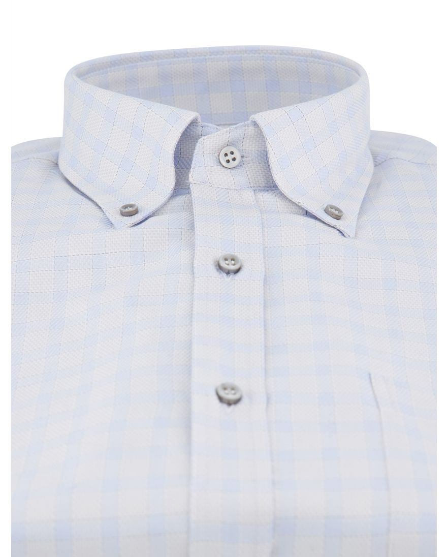 Paul & Shark overhemd lichtblauw geruit borstzak wijde fit