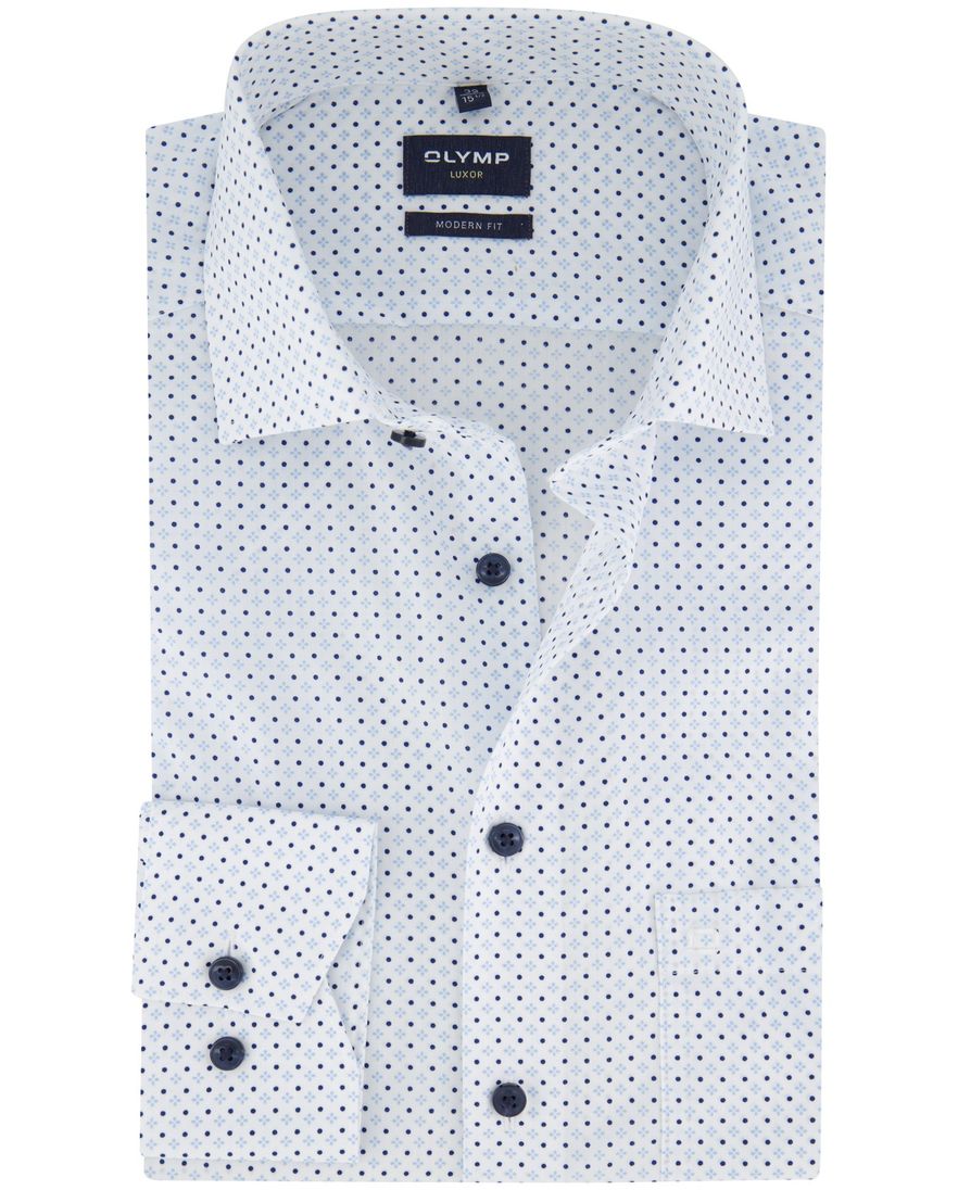 Olymp overhemd wit geprint katoen normale fit