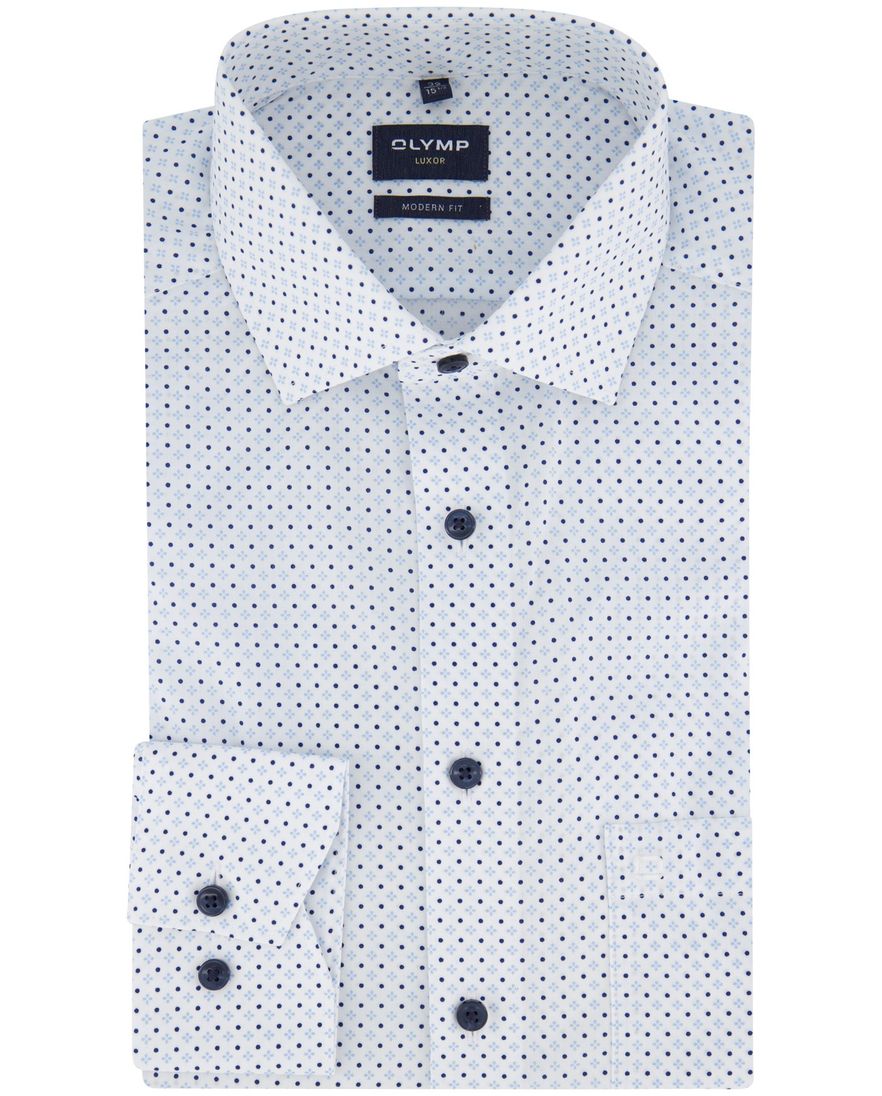 Olymp overhemd wit geprint katoen normale fit