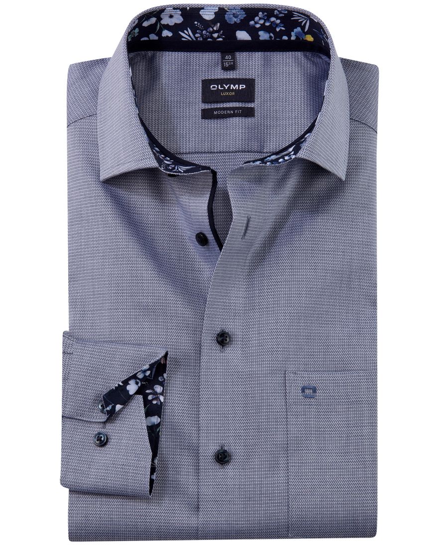 Olymp overhemd donkerblauw Modern Fit met borstzak