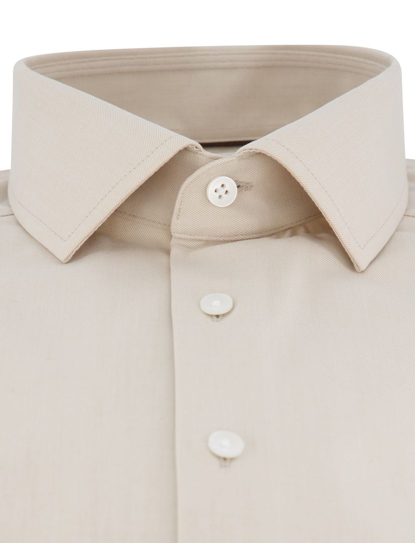 overhemd Olymp normale fit effen beige katoen