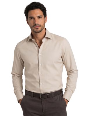 Olymp overhemd Olymp normale fit effen beige katoen