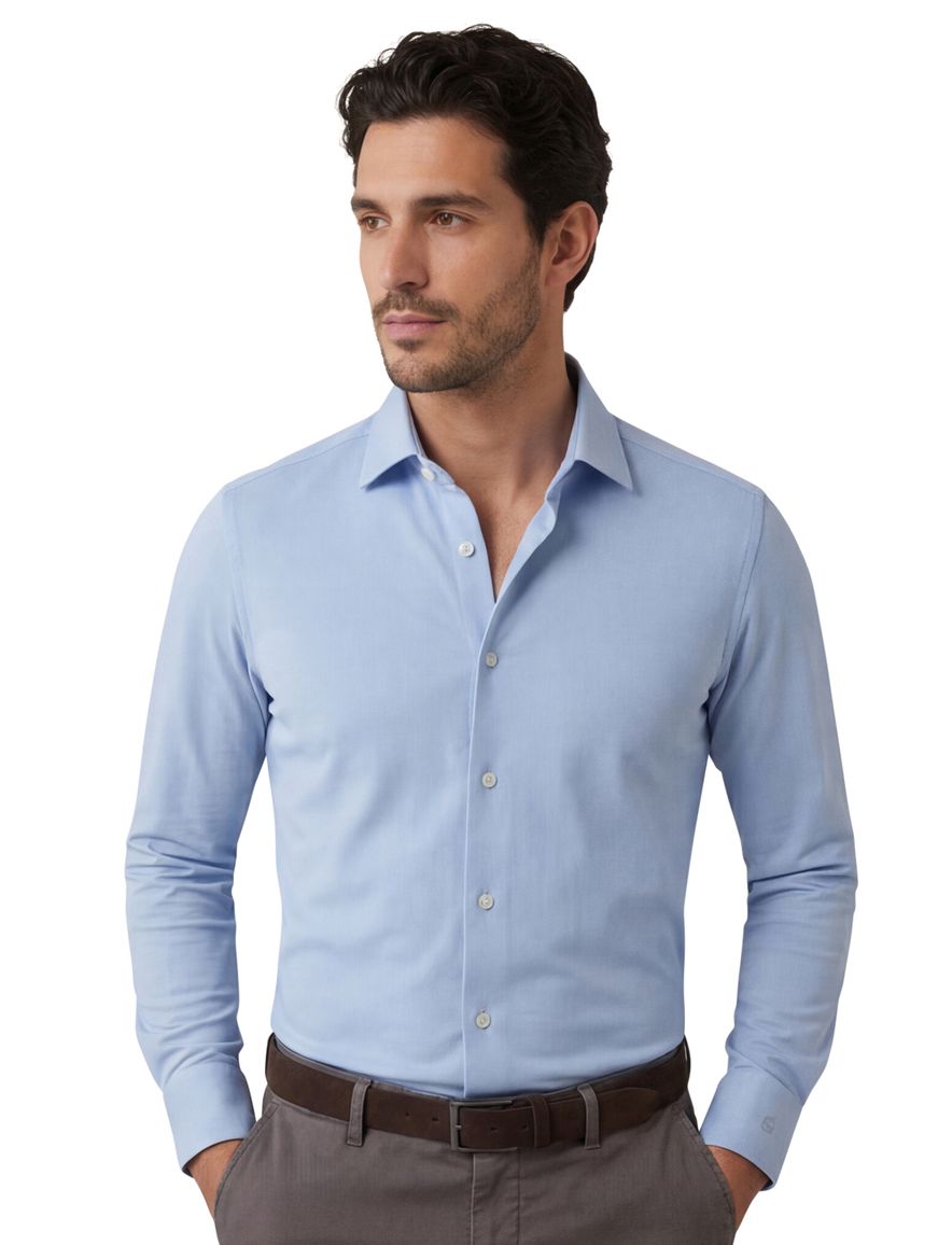 Olymp Luxor 24/7 modern fit business overhemd lichtblauw jersey