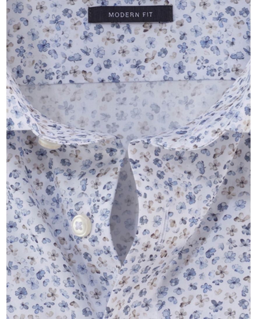 charmant Olymp overhemd wit blauw geprint Modern Fit
