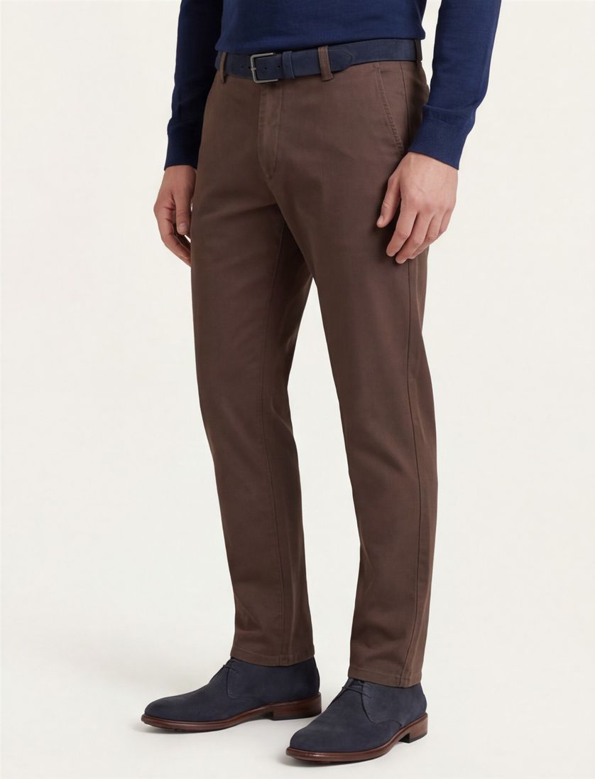 Meyer Pantalon bruin perfect fit katoen