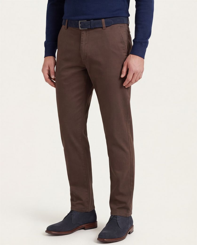 Meyer Pantalon bruin perfect fit katoen