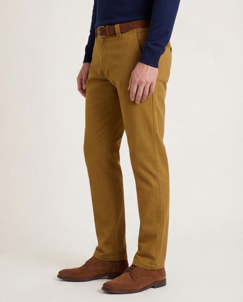 Meyer chino okergeel effen katoen