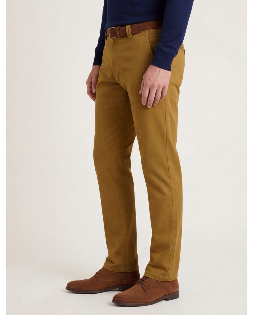 Meyer chino okergeel effen katoen