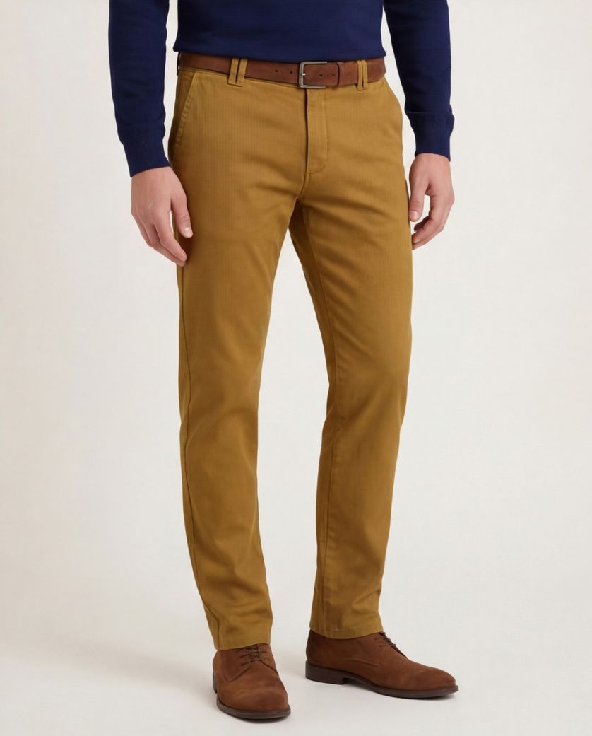 Meyer chino okergeel effen katoen