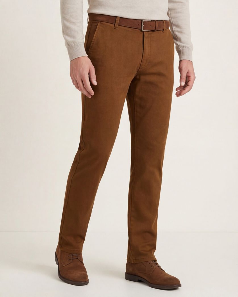 Meyer Pantalon bruin effen katoen