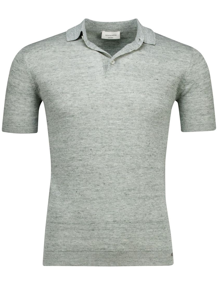 Gentiluomo polo groen gemêleerd linnen