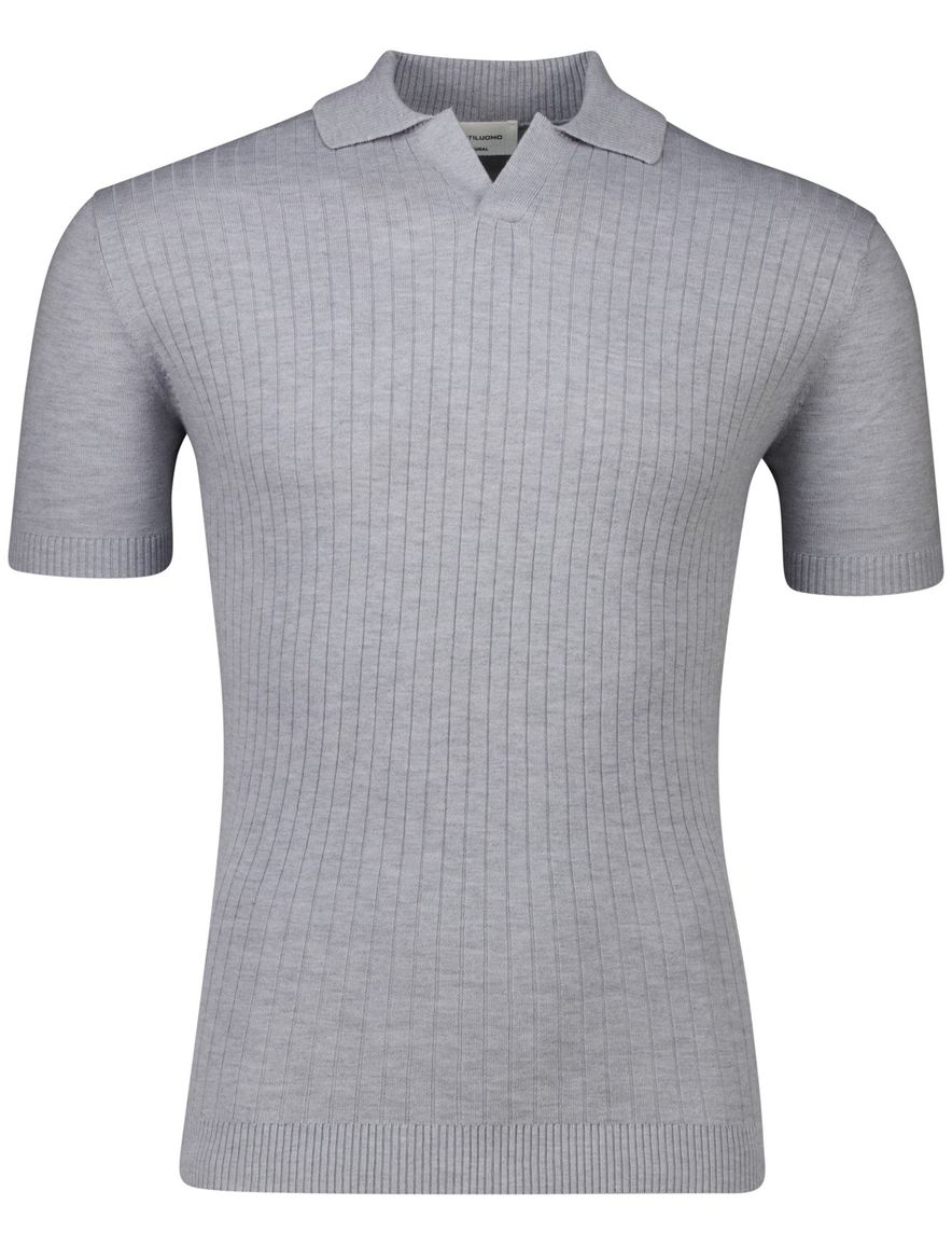 Gentiluomo poloshirt grijs effen normale fit structuur