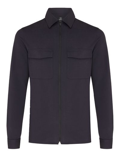 Genti Genti overshirt donkerblauw effen normale fit katoen