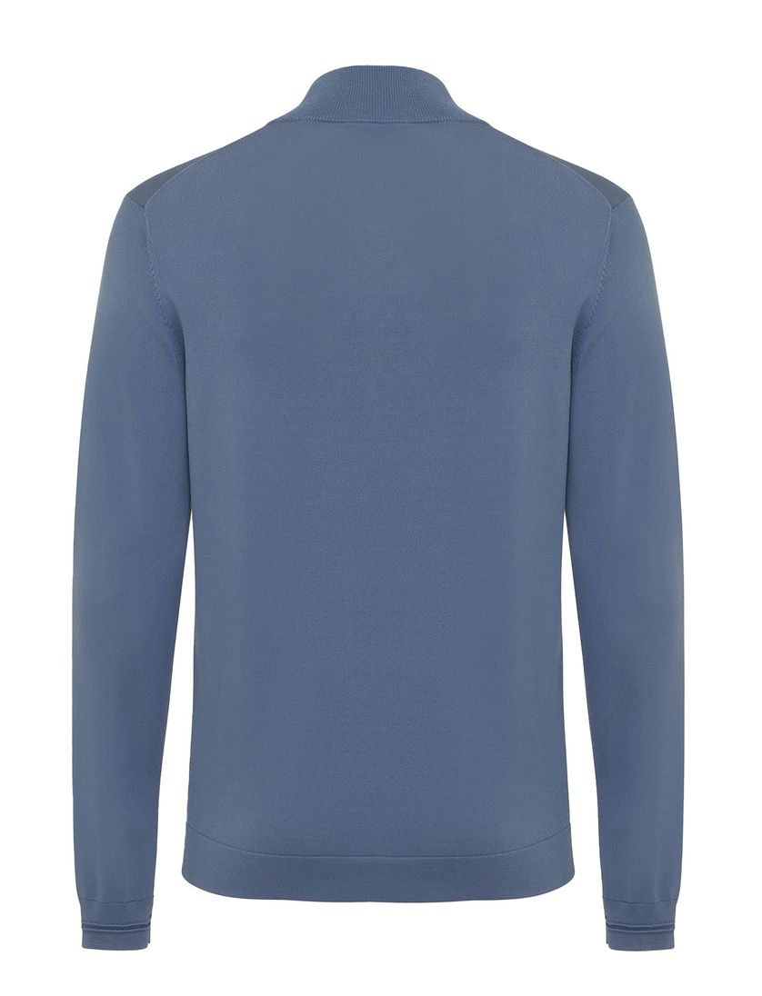 Genti half zip blauw effen normale fit
