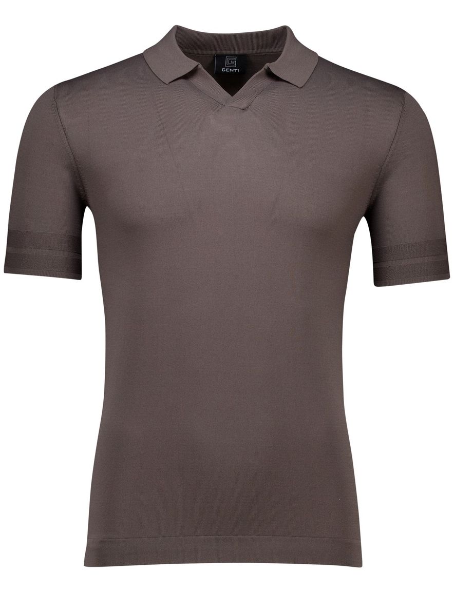 Genti polo bruin viscose v-hals