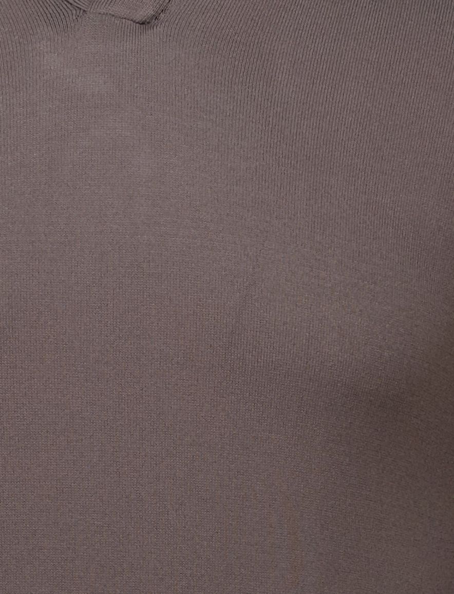 Genti polo bruin viscose v-hals