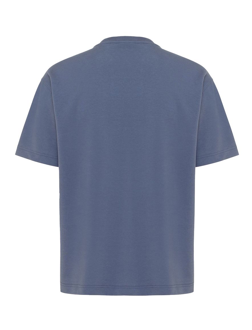 Genti T-shirt blauw effen normale fit