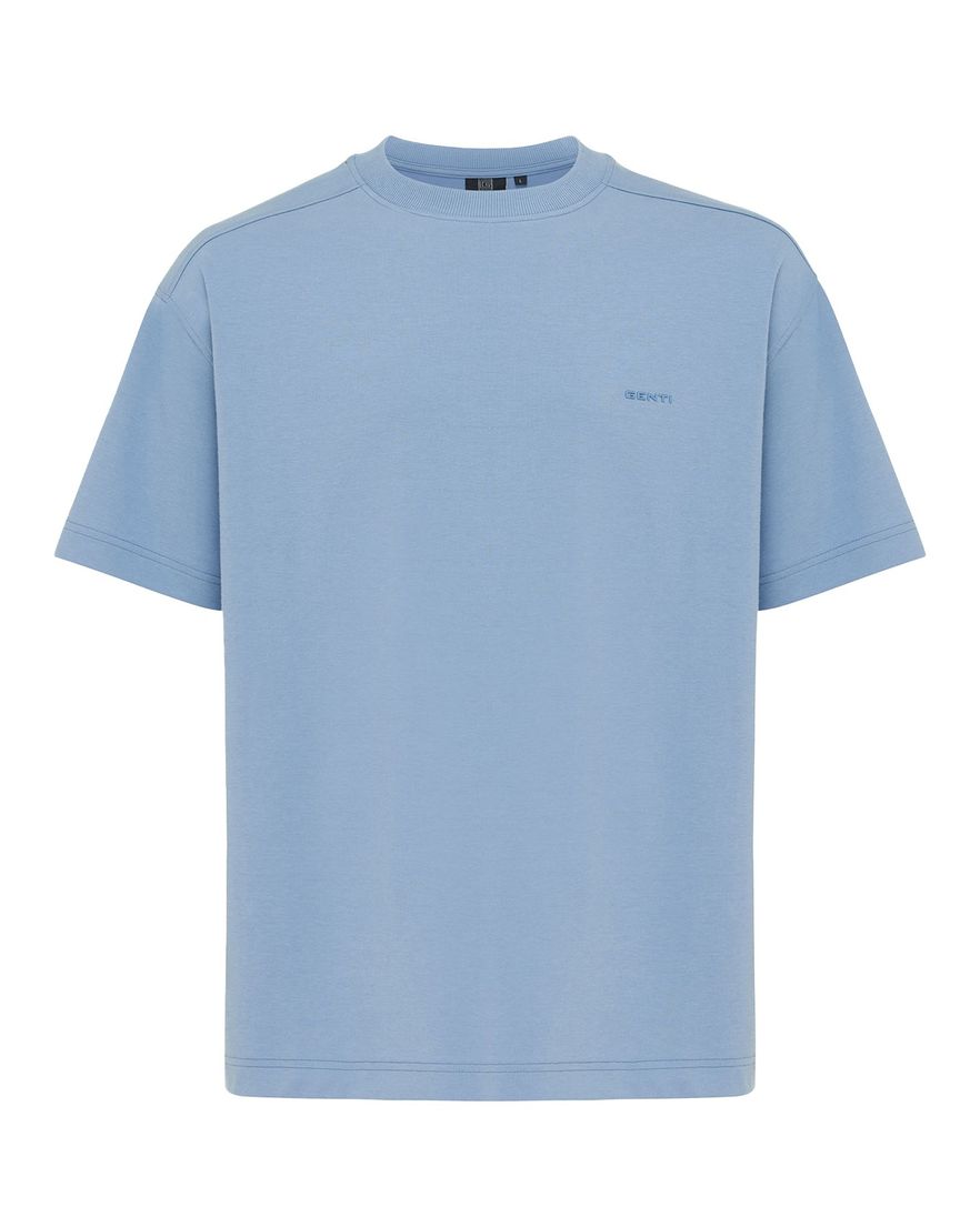 Genti T-shirt blauw effen normale fit polyamide