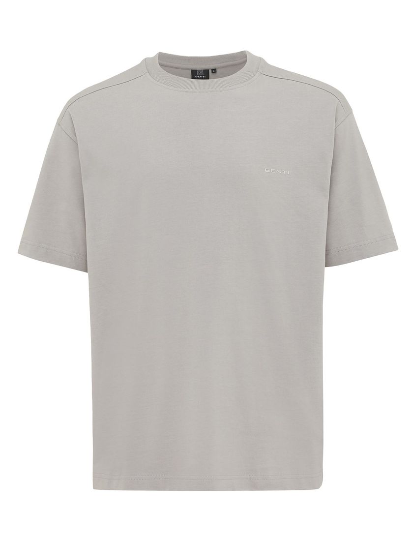 katoenen Genti T-shirt grijs backprint relaxed fit