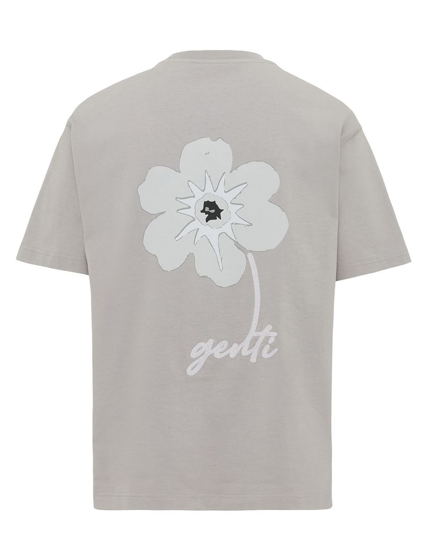 katoenen Genti T-shirt grijs backprint relaxed fit