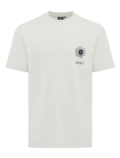 Genti Genti T-shirt grijs effen katoen normale fit
