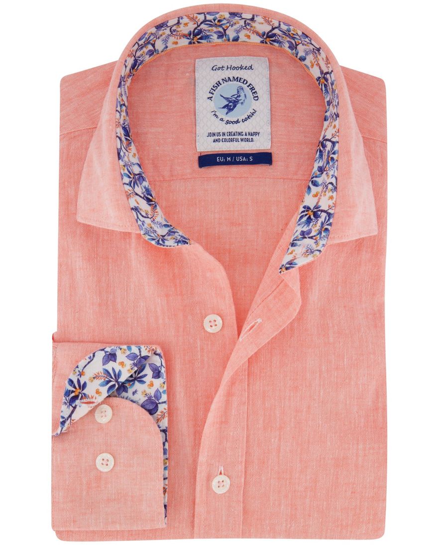 A Fish Named Fred overhemd zalm gemeleerd lange mouw