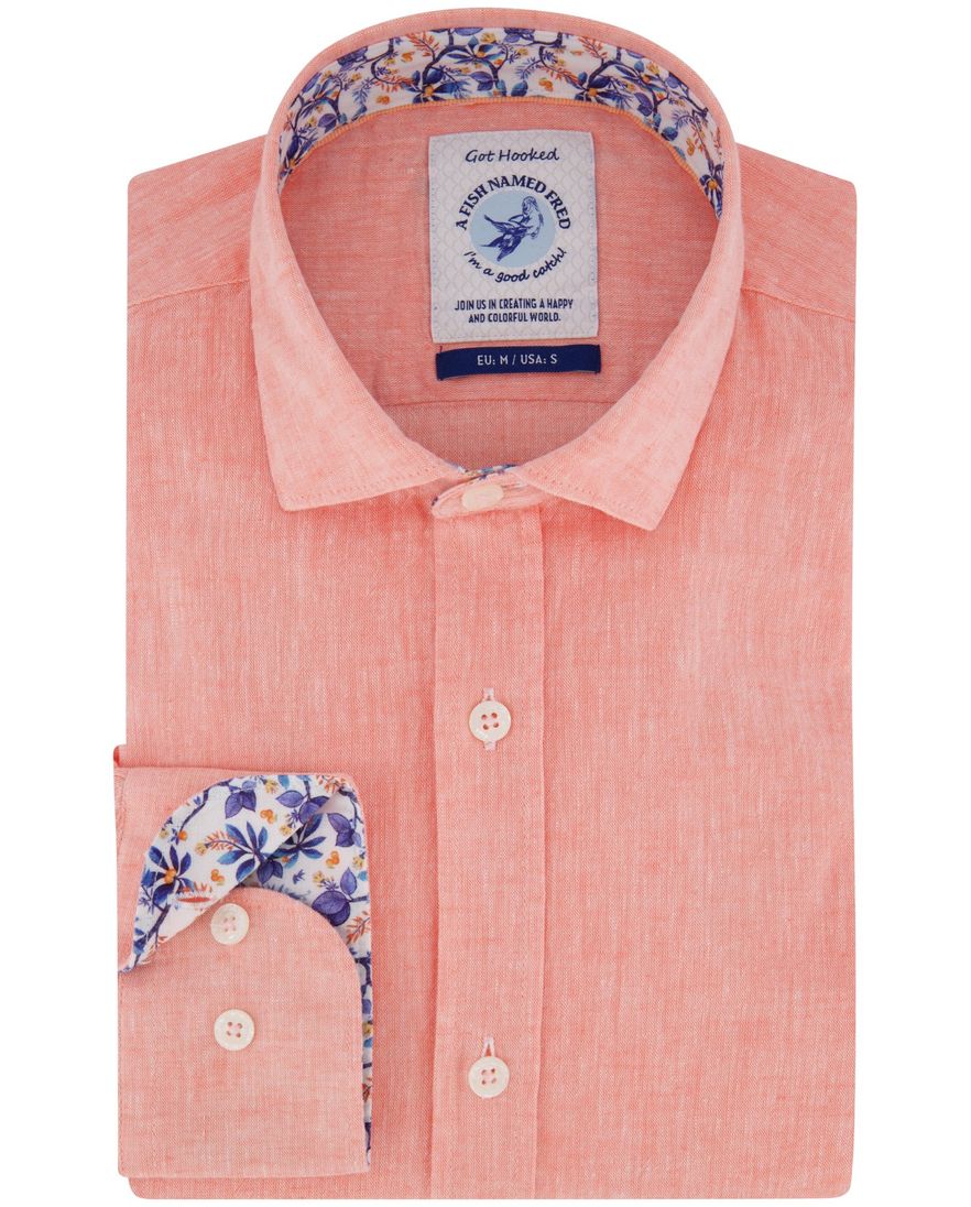 A Fish Named Fred overhemd zalm gemeleerd lange mouw