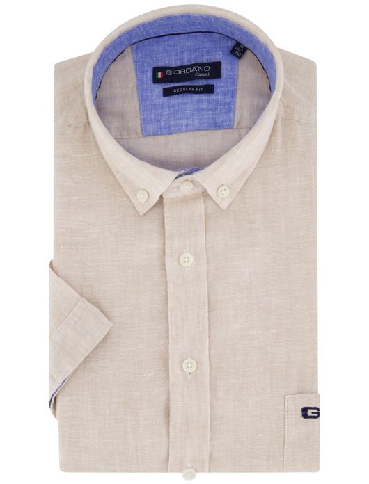 Giordano overhemd korte mouw beige