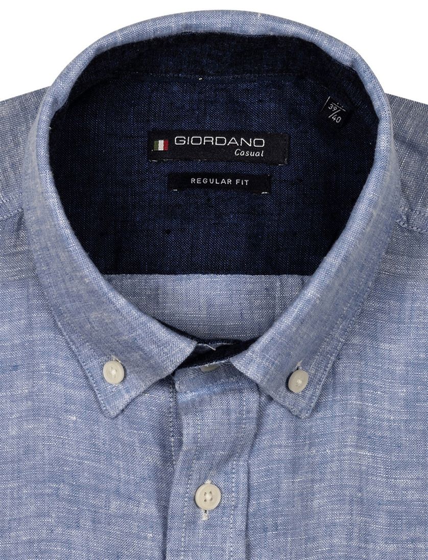 Giordano overhemd linnen blauw button-down