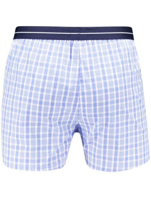 Boss Boxershort lichtblauw geruit effen 2-pack katoen