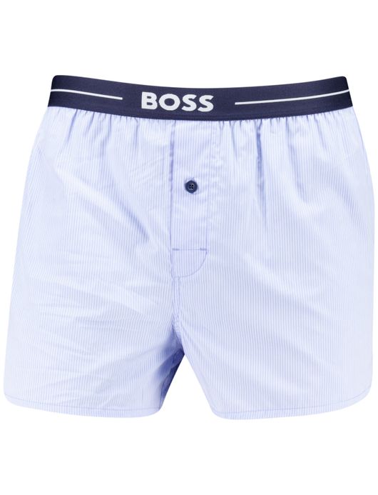 Boss Boxershort lichtblauw geruit effen 2-pack katoen