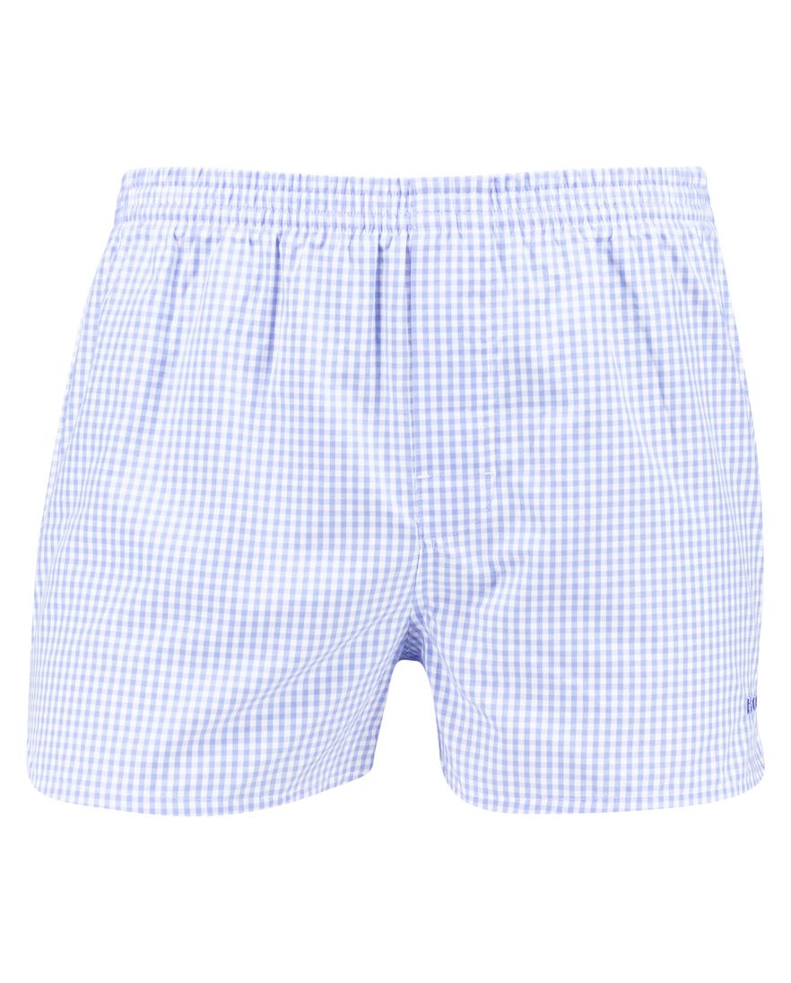 BOSS Black boxershorts blauw-wit gestreept-geruit 2-pack