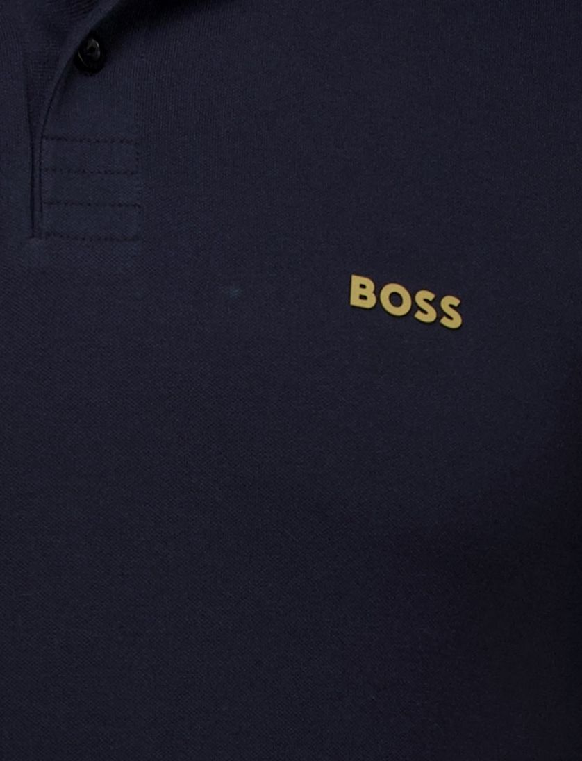 katoenen Boss Green KM polo paul donkerblauw slim fit