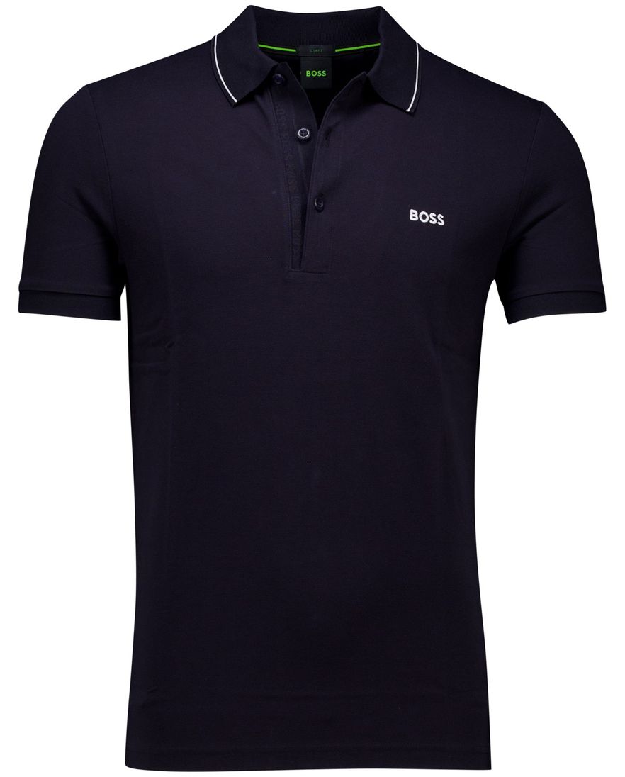 BOSS polo Paule 4 donkerblauw slim fit katoen