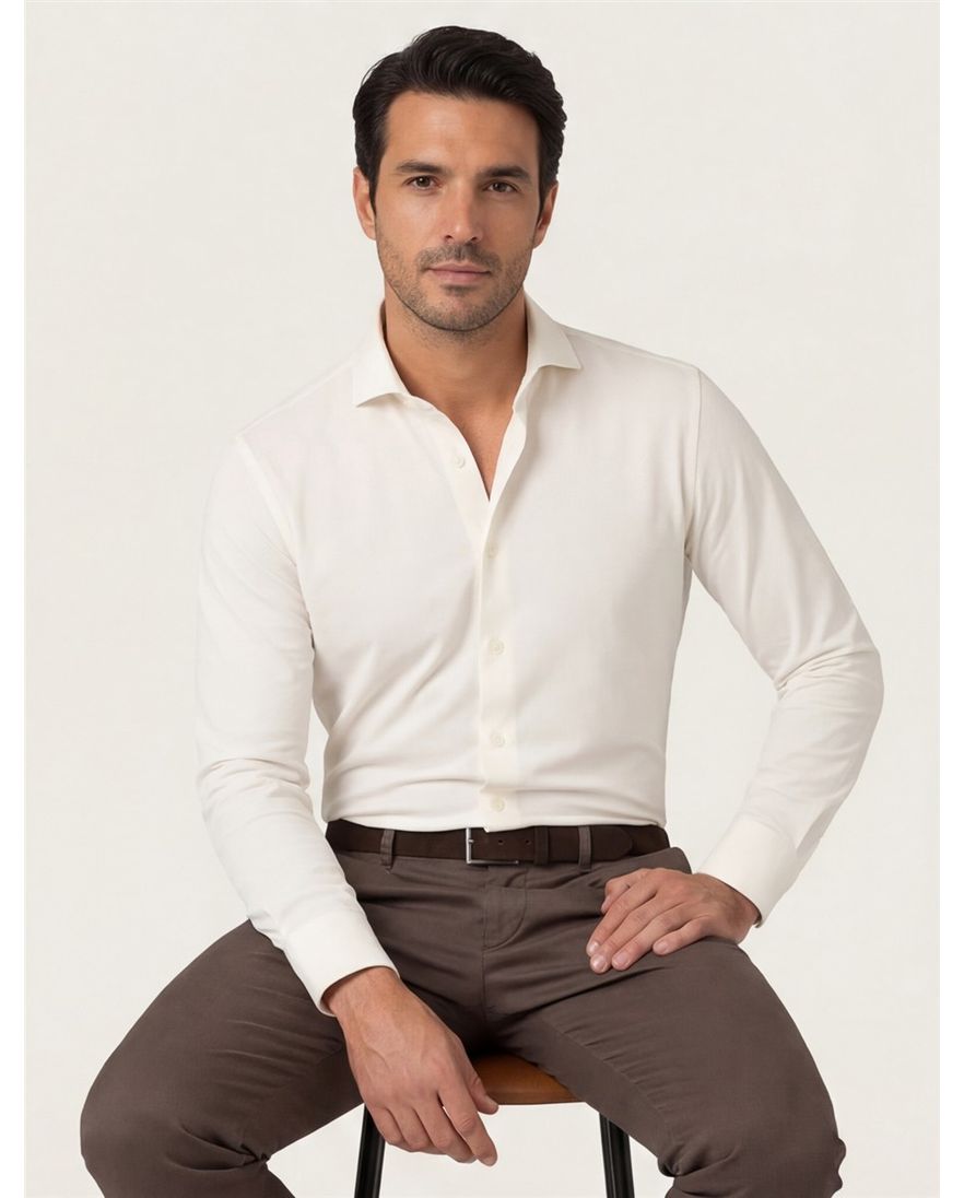 Desoto overhemd essential katoen creme