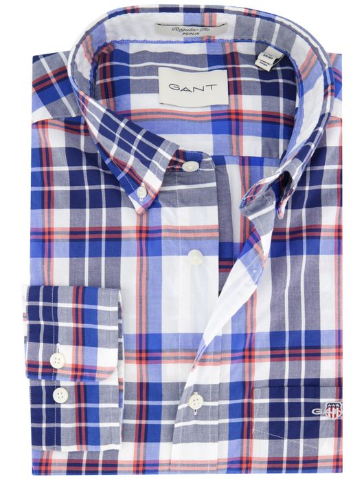 Gant overhemd wit geruit button-down