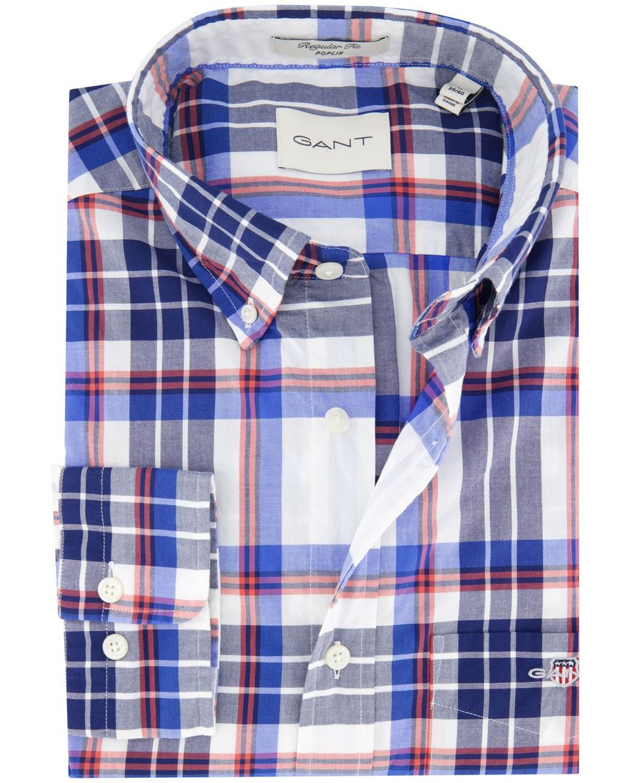 Gant overhemd wit geruit button-down