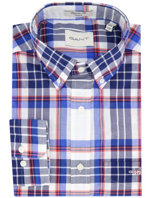 Gant overhemd wit geruit button-down